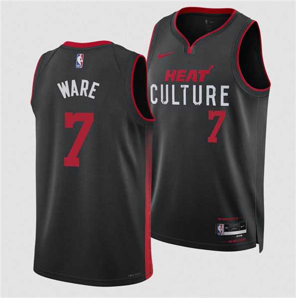 Mens Miami Heat #7 Kelel Were Black 2024 Draft City Edition Stitched Basketball Jersey Dzhi